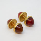 Victorian Pair of 9ct Gold & Sugar Loaf Carnelian Agate Cufflinks Antique c1860