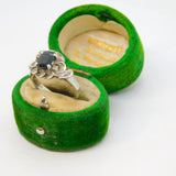 Sterling Silver Simulated Sapphire & Spinel Set Dress Ring Vintage c1970 Size K