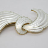 Norwegian Elvik & Co Sterling Silver Gilt White Enamel Spray Brooch Vintage