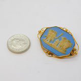 Victorian 9ct Gold Mounted Wedgwood Jasperware Cameo Brooch Antique c1840s
