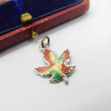 Sterling Silver and Coloured Enamel Canada Maple Leaf Charm Vintage c1970