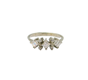Sterling Silver Multi-Set Paste Art Deco Style Dress Ring Modern c1990 Size L
