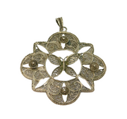 Sterling Silver Filigree Middle Eastern Style Art Deco Pendant Antique c1920