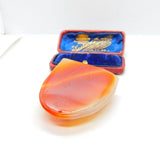 Chinese Carved Red Agate Flatback Buddha Ornament Vintage c1970