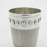 Victorian Sterling Silver 'Just a Thimbleful' Novelty Shot Cup Antique 1876