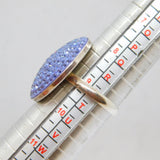 Sterling Silver Lavender Crystal Round Statement Ring Contemporary c2000 Size S