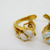 Pair of 9ct Yellow Gold, White Opal & Spinel Set Clip-On Earrings Vintage