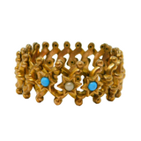 Victorian Rolled Gold, Seed Pearl & Turquouse Expanding Bracelet Antique