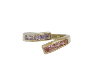 Sterling Silver Multi Lavender & Pink CZ Crossover Ring Modern c1990 Size L