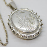 Aesthetic Style Sterling Silver Swallow & Flower Pattern Locket Necklace Vintage
