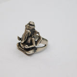 Sterling Silver Ganesha Hindu Interest Chunky Ring Vintage c1970 Size P