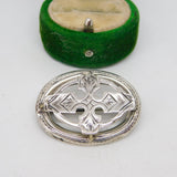 Victorian Sterling Silver Floral Pattern Brooch Pin Antique c1860