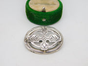 Victorian Sterling Silver Floral Pattern Brooch Pin Antique c1860