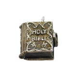 Sterling Silver Opening Bible With Heart-Shape Lock Charm Pendant Vintage c1970