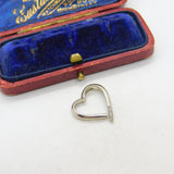 Sterling Silver Heart Diamond Paste Drop Charm Pendant Vintage c1970