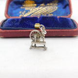 Sterling Silver Spinning Wheel Charm Pendant Vintage c1970