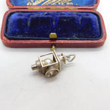 Sterling Silver Miner's Lamp with Pearl Charm Pendant Vintage c1970