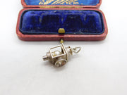 Sterling Silver Miner's Lamp with Pearl Charm Pendant Vintage c1970
