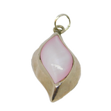 Sterling Silver Pink Shell Effect Curved Charm Pendant Contemporary c1990s