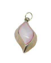 Sterling Silver Pink Shell Effect Curved Charm Pendant Contemporary c1990s