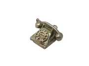 Sterling Silver Telephone Charm Pendant Vintage c1970