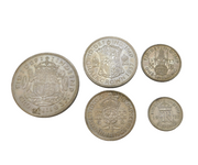 King George VI .500 Silver 1937 Five-Piece Coin Set Antique Fine Condition
