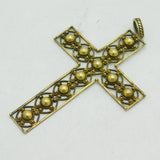 19th Century Large Sterling Silver Gilt Cross Medallion Pendant Antique c1860s