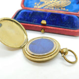 Victorian Yellow Metal Engine Turned Single Locket Fob Pendant Antique c1900
