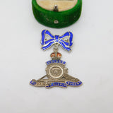 WWII Sterling Silver Enamel Royal Artillery Bow Sweetheart Brooch Antique c1940