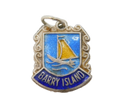 Sterling Silver Enamel Barry Island Souvenir Charm Pendant Vintage c1970s