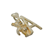 Sterling Silver 'A' Initial With Teddy Bear Charm Pendant Vintage c1970s