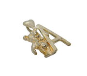 Sterling Silver 'A' Initial With Teddy Bear Charm Pendant Vintage c1970s