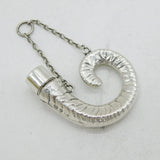 Victorian Sterling Silver Rams Horn Form Scent Bottle Antique 1890 Birmingham