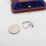 Sterling Silver Heart Cut-Out with Diamante Charm Pendant Vintage c1970
