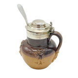 George IV Sterling Silver Mounted Stoneware Mustard Pot Antique 1827 Sheffield