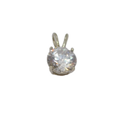 Sterling Silver CZ Solitaire Drop Charm Pendant Vintage c1970
