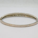 Sterling Silver Three Tier CZ Graduating Hinged Cuff Bangle Contemporary c1990