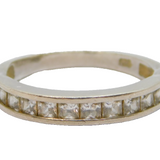 Sterling Silver Channel Set CZ Graduating Band Ring Vintage c1970 Size Q