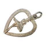Sterling Silver Ballerina in the Heart Charm Pendant Vintage c1970
