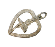 Sterling Silver Ballerina in the Heart Charm Pendant Vintage c1970