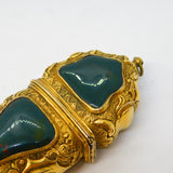 George III Gold Cased Bloodstone Set Large Floral Decorated Etui Case Antique