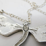 Sterling Silver & Colourful Enamel Dragonfly Pendant Necklace Antique c1930 Deco