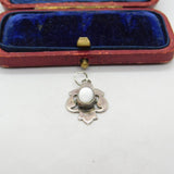 Sterling Silver and Milky Quartz Charm Pendant Vintage c1970