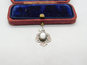 Sterling Silver and Milky Quartz Charm Pendant Vintage c1970