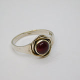 Sterling Silver Round Carnelian Cabochon Studio Style Ring Vintage c1970 Size M