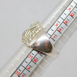 Sterling Silver Enamel Flowers & CZ Chunky Band Ring Vintage 2000 Size U 1/2