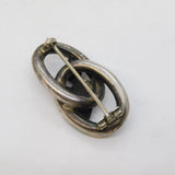 Victorian Scottish Sterling Silver Malachite Set Celtic Knot Brooch Antique
