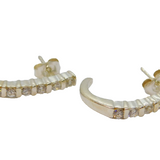 Pair of Sterling Silver Multi Stone Paste Set Curved Stud Earrings Vintage c1970