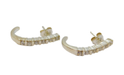Pair of Sterling Silver Multi Stone Paste Set Curved Stud Earrings Vintage c1970