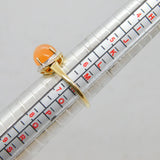 Gold On Sterling Silver Peach Moonstone & Diamond Ring Vintage c1970 Size N